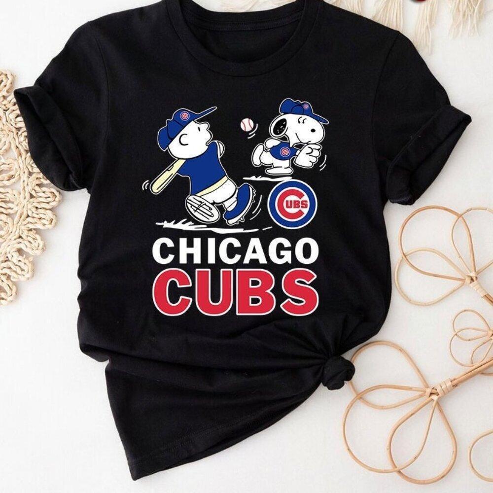 Peanuts Snoopy Cubs Baseball T Shirt Chicago Mlb Graphic Fan Gift Retro Cartoon